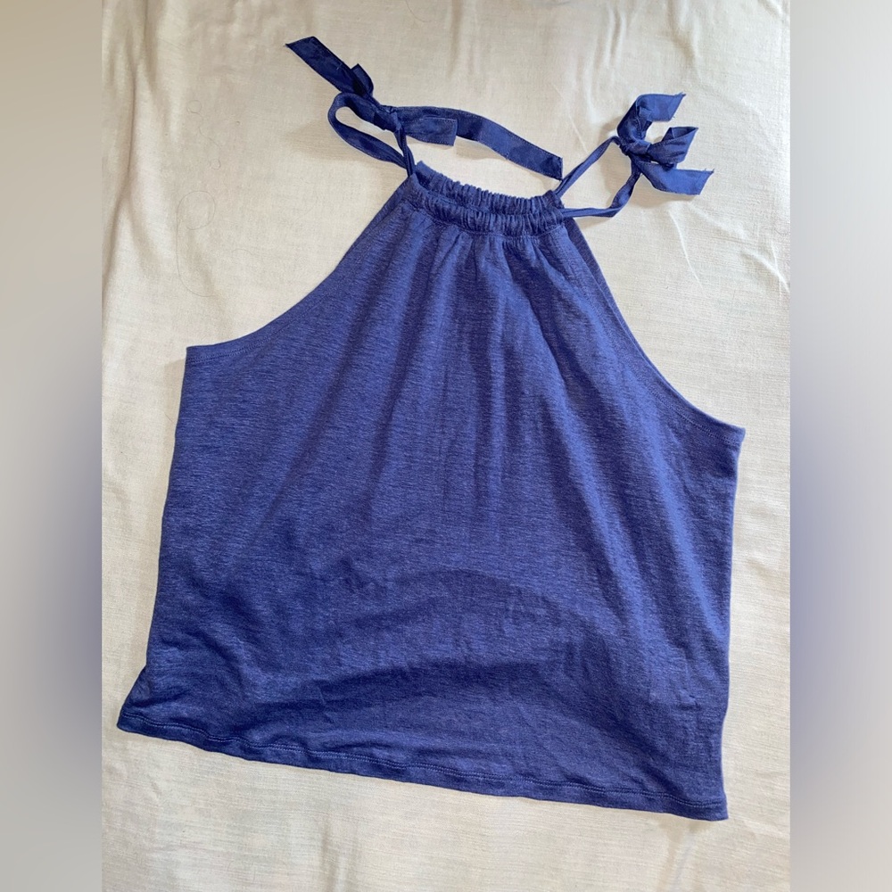NWT J Crew linen tank top deep periwinkle sz medium